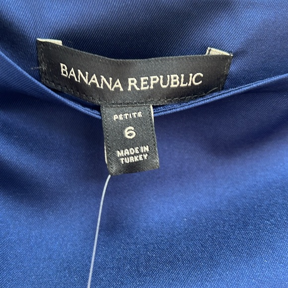 Blue Pleated Midi Skirt A-line Size 6P Shiny Fabric - Picture 8 of 9